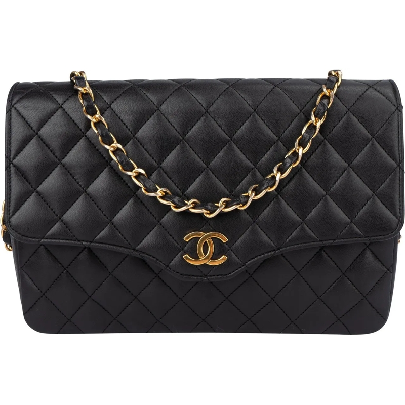 Chanel Schultertasche Chanel Quilted Lambskin Single Flap Shoulder Bag schwarz