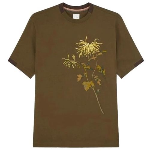 Paul Smith T-shirts T-shirt vert Brod� Fleur M1R 128Z NP4741 34 Paul S grün