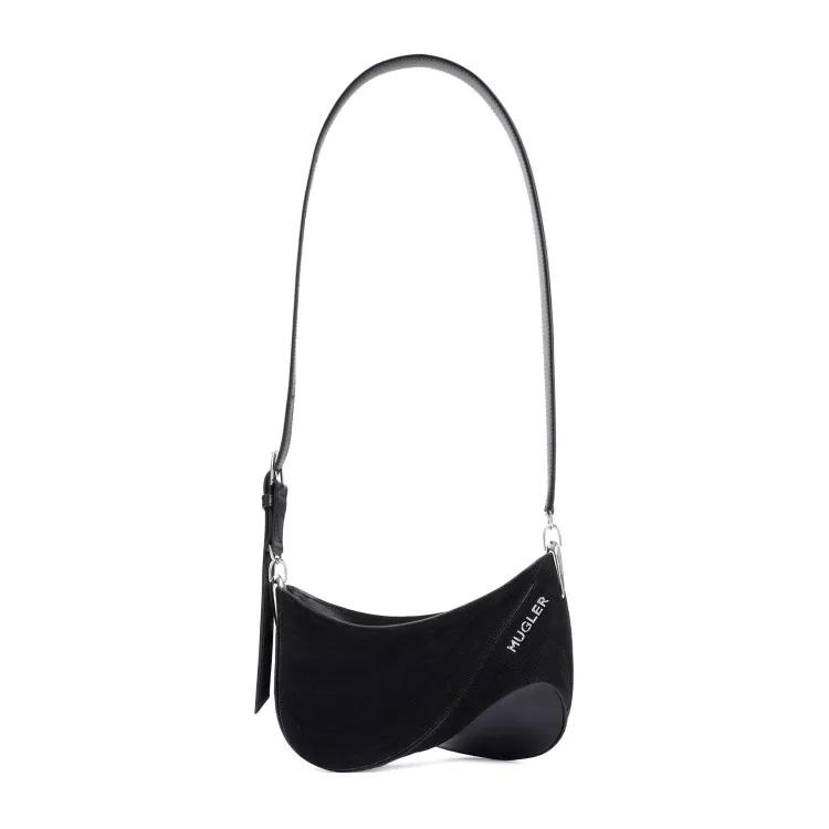 Mugler Shopper - Black Cotton Curve Bag - Gr. unisize - in Schwarz - für Damen