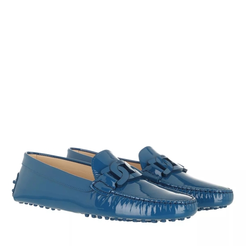 Tod's Gommini Moccasin With Chain Leather Blue Driver