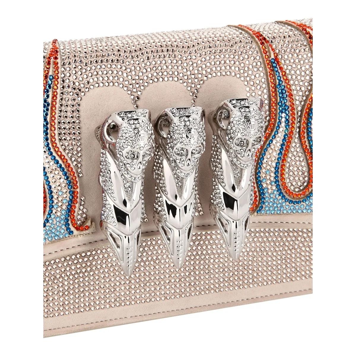 Thumbnail - Philipp Plein Crossbody Bags - Henkeltasche Monogram Mit Schmucksteinen - Gr. unisize - in Beige - für Damen