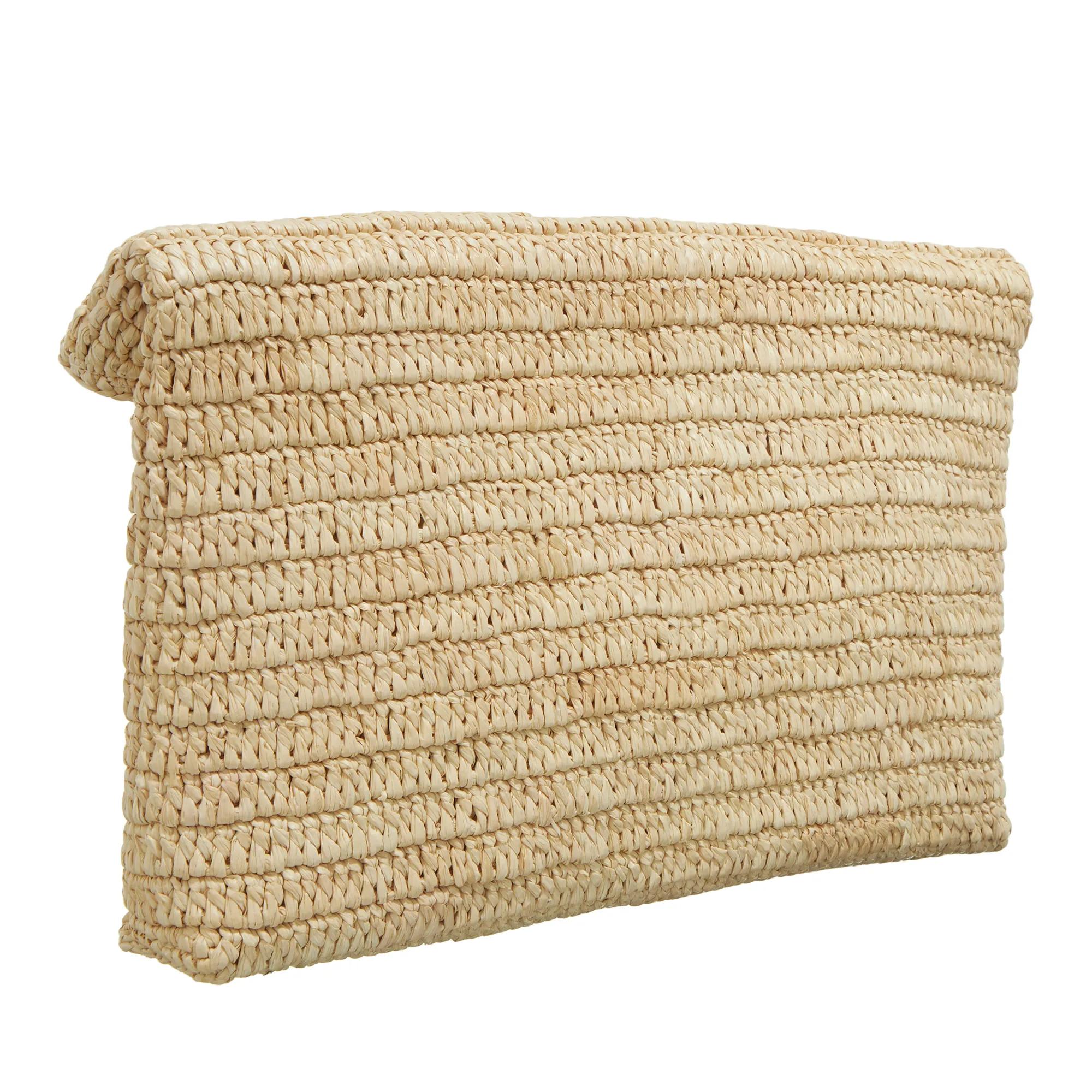 Saint Laurent Pochettes Cassandre Large Envelope Pouch In Raffia in beige