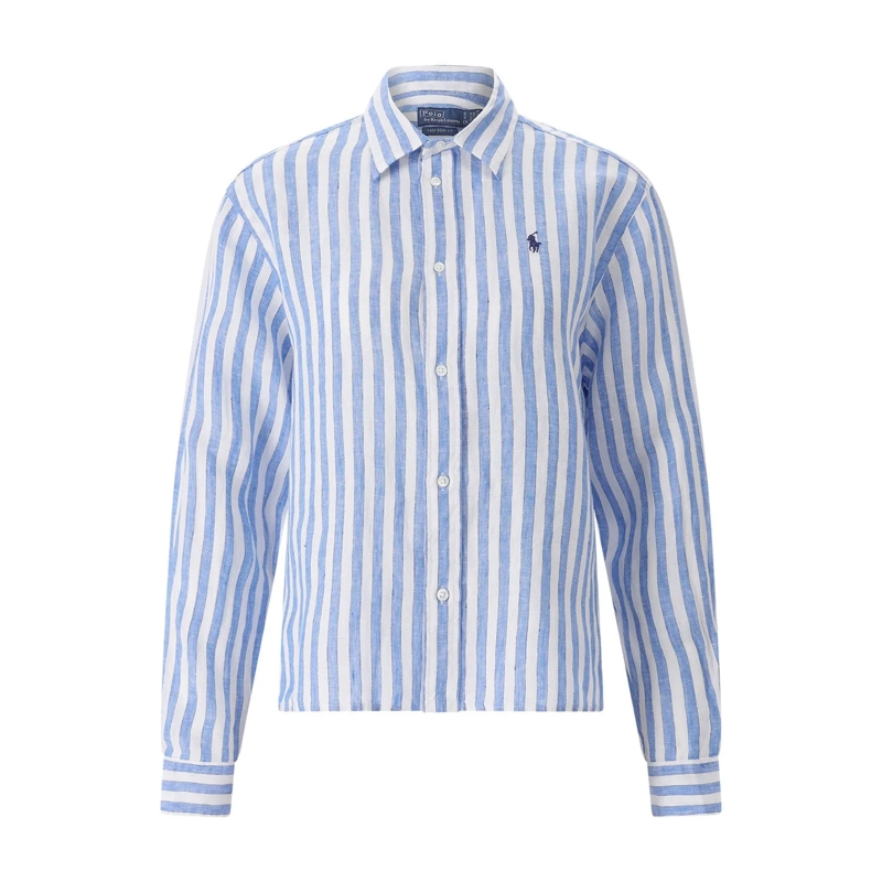 Polo Ralph Lauren Bluse Striped Linen Shirt Blue