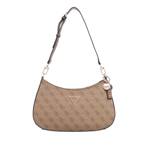 Guess Noelle Top Zip Shoulder Bag Latte Logo/Brown Borsa a tracolla