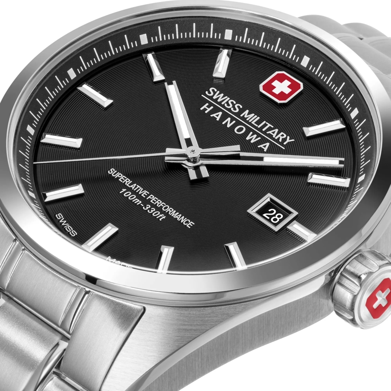 Swiss Military Hanowa Quarzuhr Quarzuhr PIONEER- Anzeige: 3 Zeiger- Qualität:  silber(Image 4)