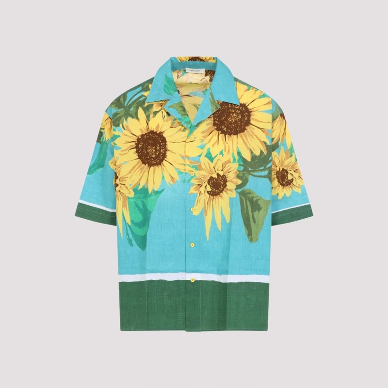 Craig Green Chemise Sunflower Print Short-Sleeved Shirt With Relaxed F Blue