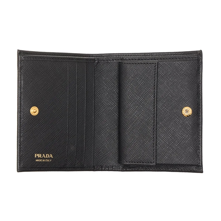 Prada Simple Wallet Flat Saffiano Logo Lettering Black Bi Fold Wallet