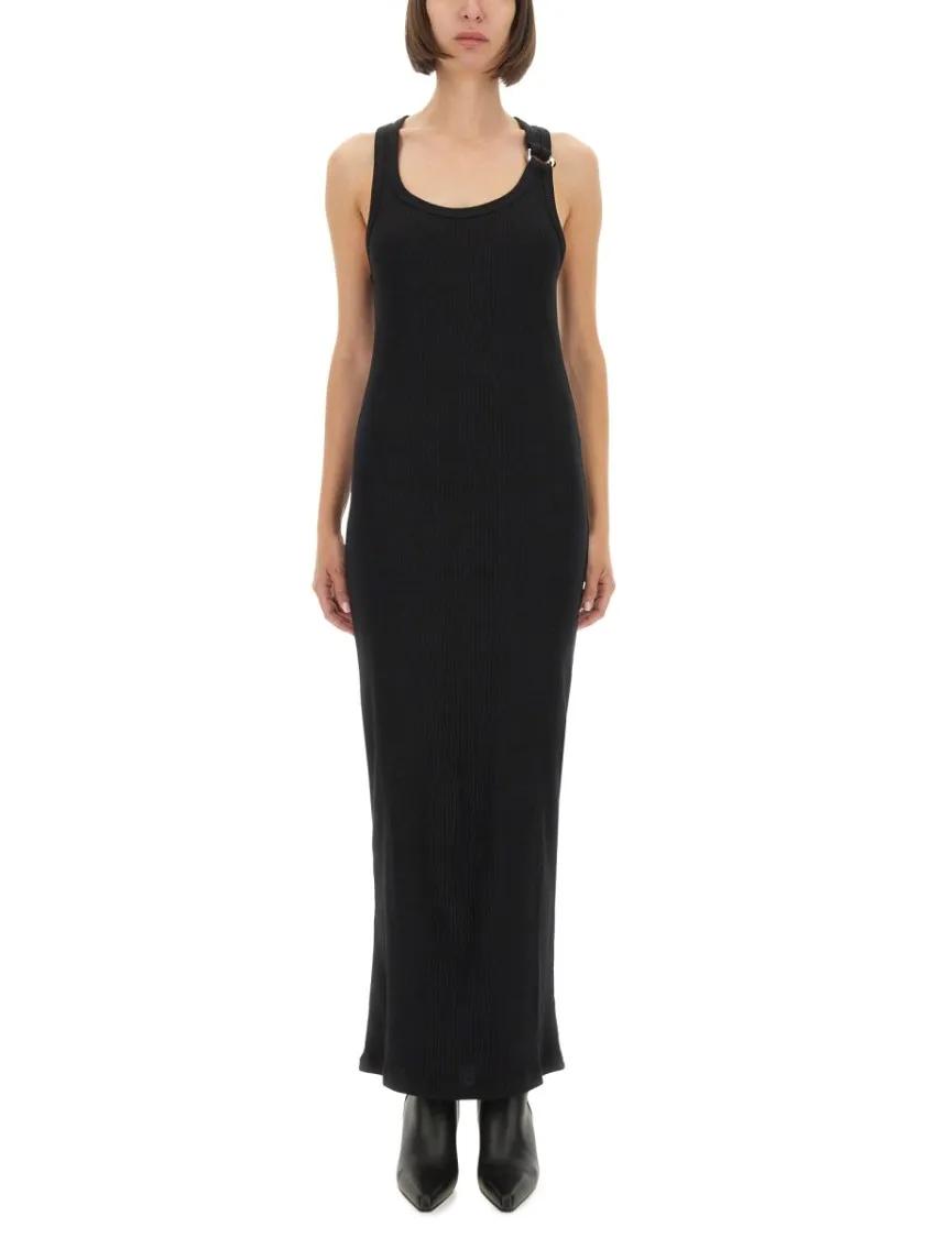 Thumbnail - Jean Paul Gaultier - Ribbed Black Maxi Dress - Größe XS - schwarz