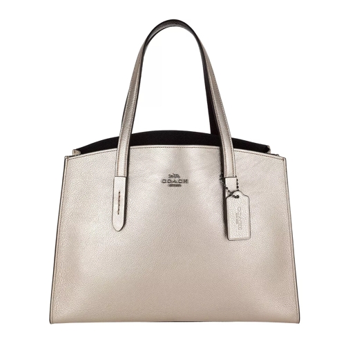 Coach Metallic Leather Charlie Carryall Platinum Tote
