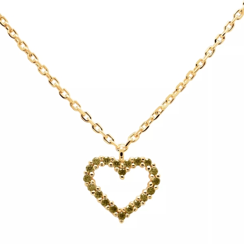 PDPAOLA Necklace Heart Olive/Yellow Gold Short Necklace