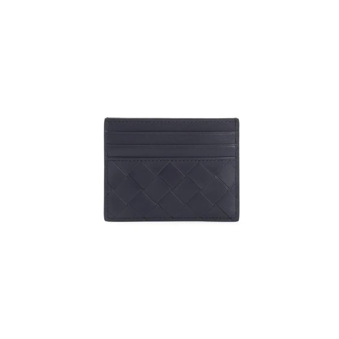 Bottega Veneta Portemonnaies - Intrecciato Calf Leather Credit Card Case - Gr. unisize - in Blau - für Damen