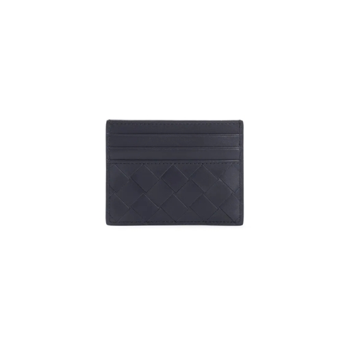 Bottega Veneta Intrecciato Calf Leather Credit Card Case Blue Portemonnee