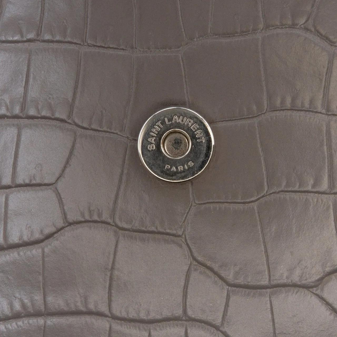 Thumbnail - Saint Laurent Hobo Bags - Croc Embossed Leather Monogram Sunset Chain Wallet - Gr. unisize - in Grau - für Damen