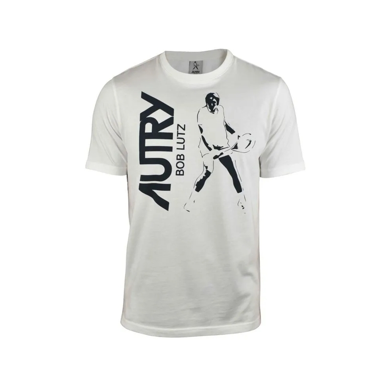 Autry International T-shirt White Cotton T-Shirt With Bold Black Logo Print White