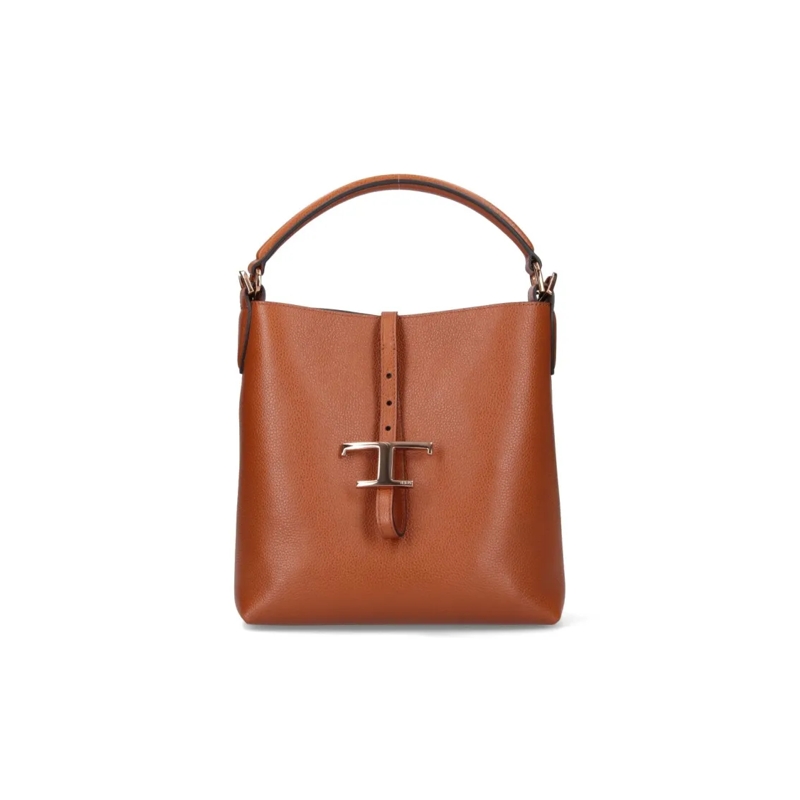 Tod's Sac reporter Brown Textured Leather Bucket Bag With Adjustable  Brown