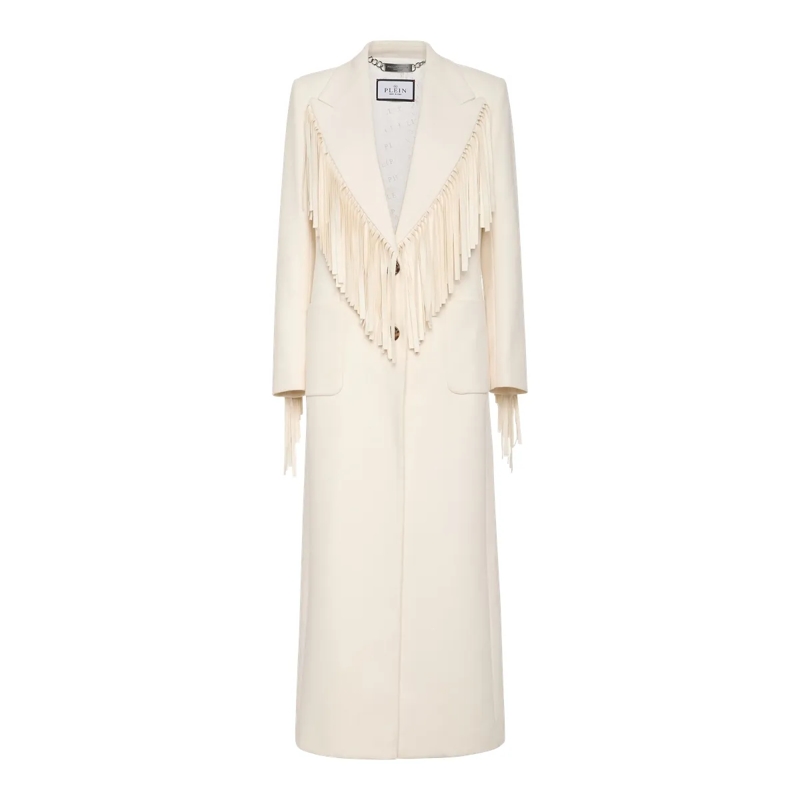 Philipp Plein Wintermantel Coat Long weiss