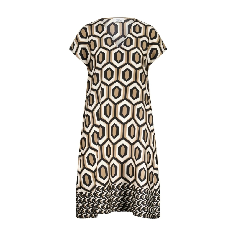 Vera Mont Mini-robe Kurzarmkleid mit geometrischem Print Braun