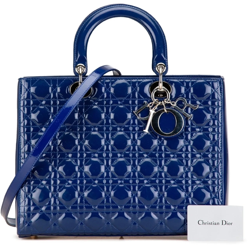 Christian Dior Tote Large Patent Cannage Lady Dior blau (Image 20)