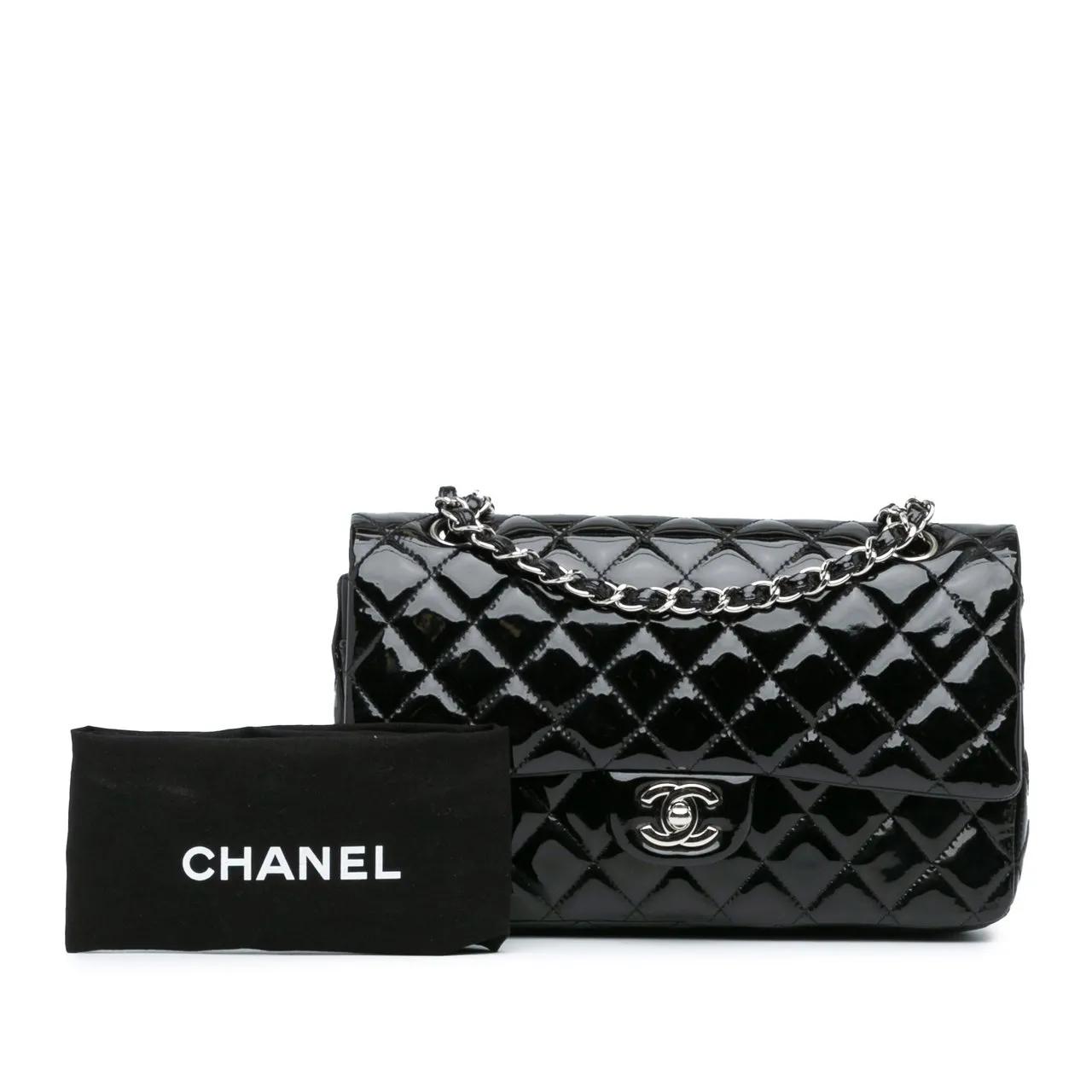 Chanel Hobo bags 2014-2015 Medium Classic Patent Double Flap in zwart
