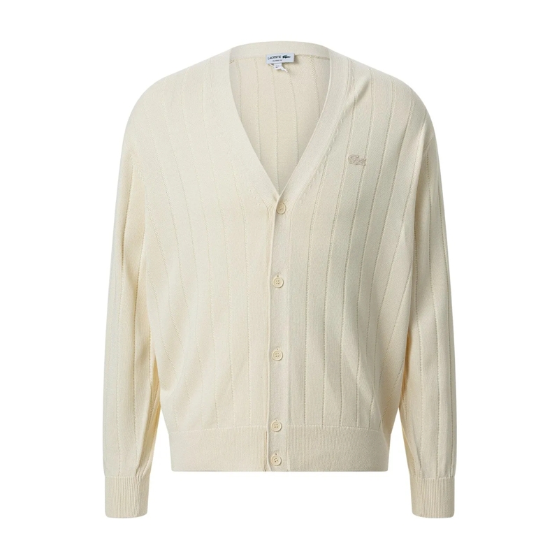 Lacoste Strickjacke Strickjacke mit Logo weiß