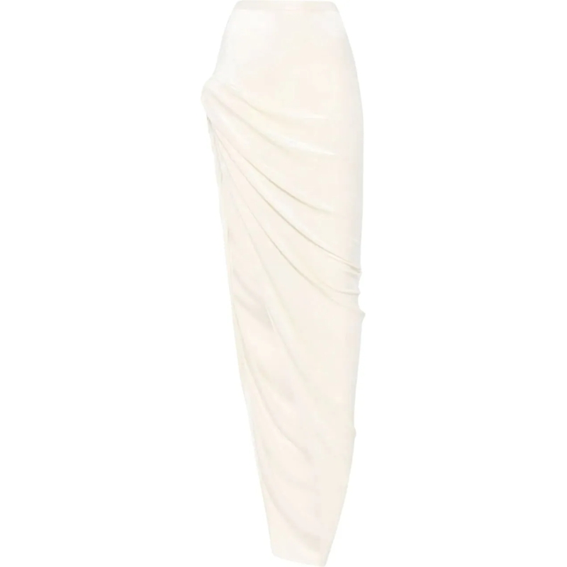Rick Owens Midirock Twist Edfu Skirt Champagne weiß