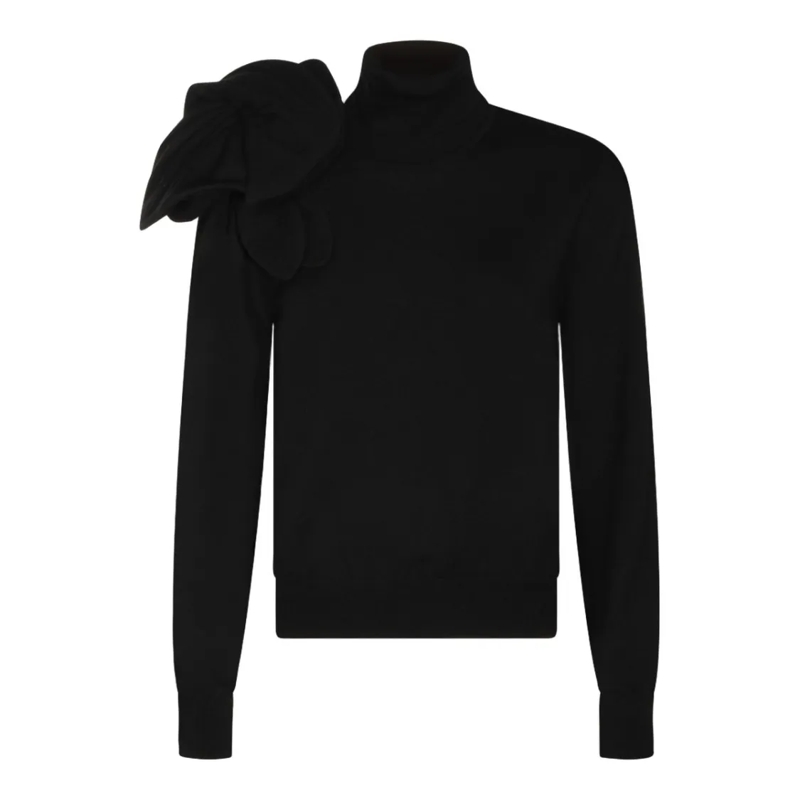Moschino Trui met col Sculptural Bow Detail Black Sweater Black