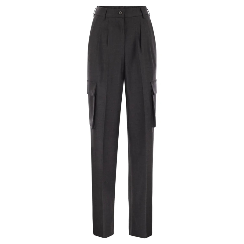 Herno  Cargo Trousers In Wool And Viscose Blend Grey