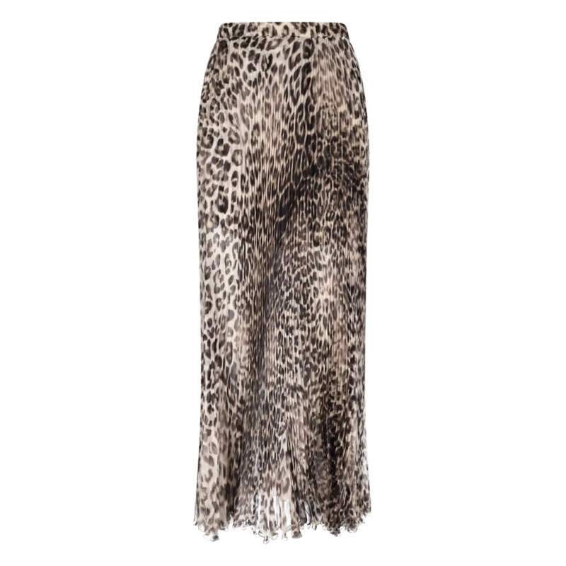 Ermanno Scervino Minirok Animalier Silk Skirt, Brown, Pleated Pattern Brown
