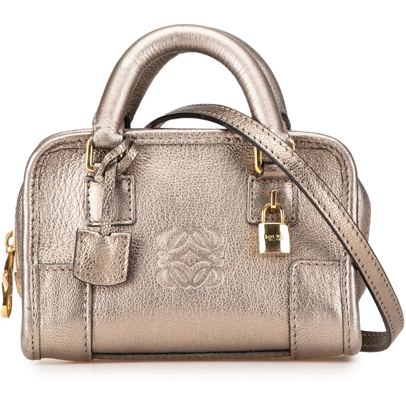 Loewe Fourre-tout Micro Metallic Leather Amazona Satchel gold