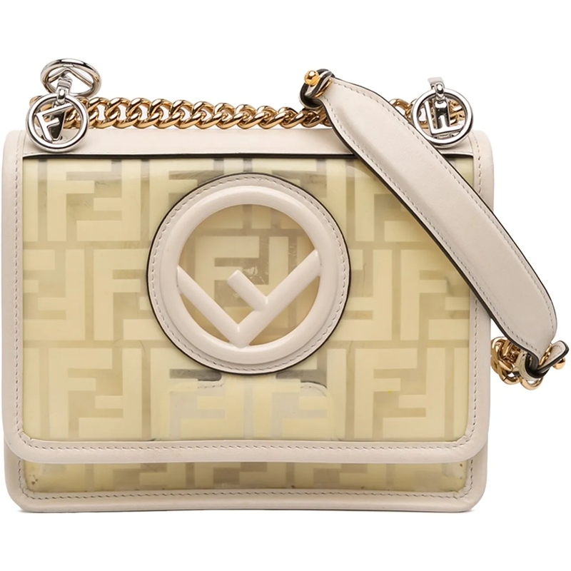 Fendi Schultertasche Small Zucca PVC Kan I F Crossbody weiß