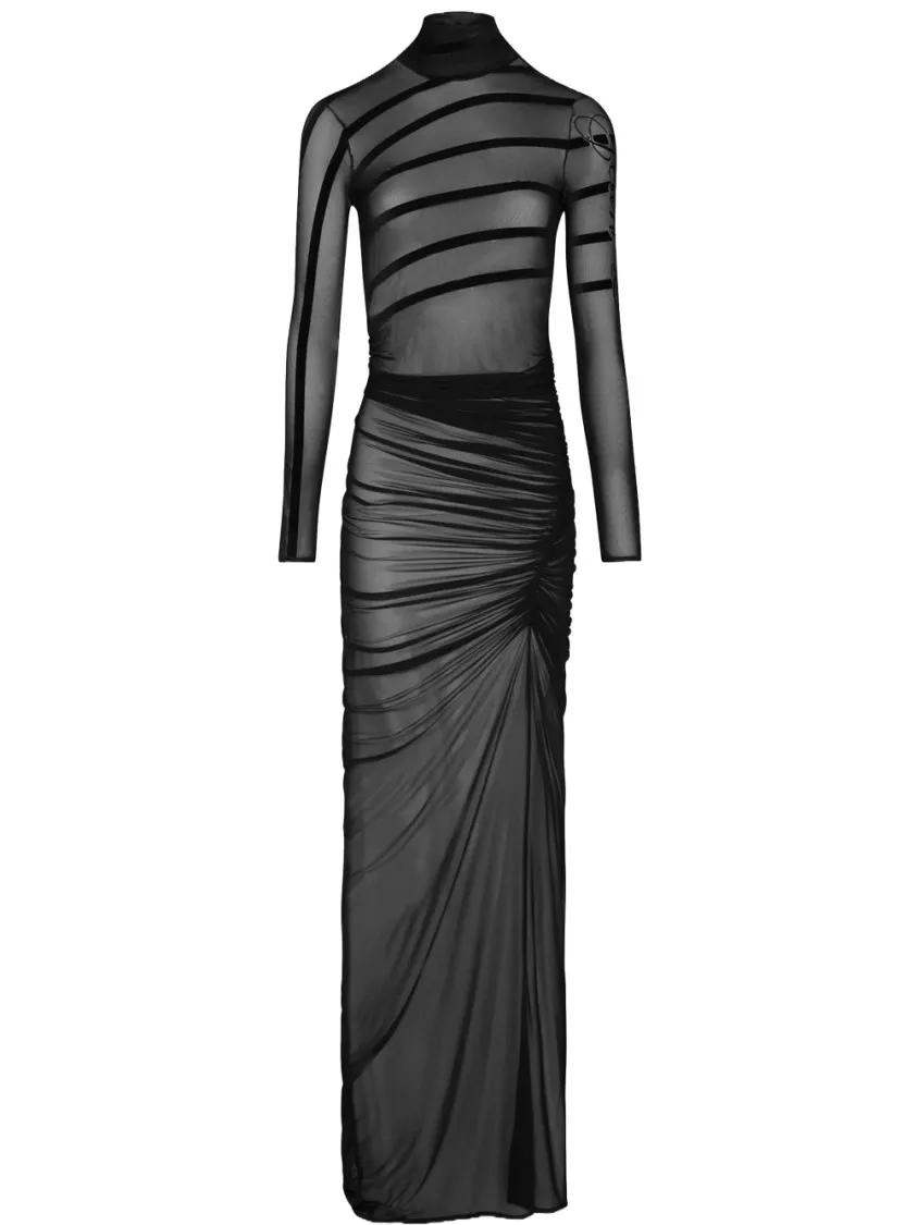 Jean Paul Gaultier - Draped Mesh Dress - Größe S - schwarz