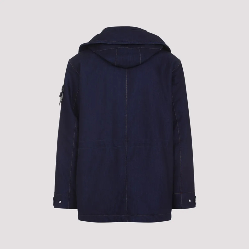 Stone Island Spijkerjasje Navy Blue Cotton Blend Jacket With Contemporary De Blue