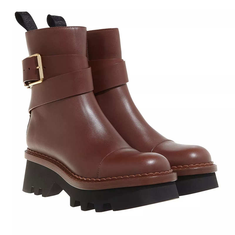 Chloé Stiefeletten Owena Ankle Boots Smooth Leather Brunet Brown