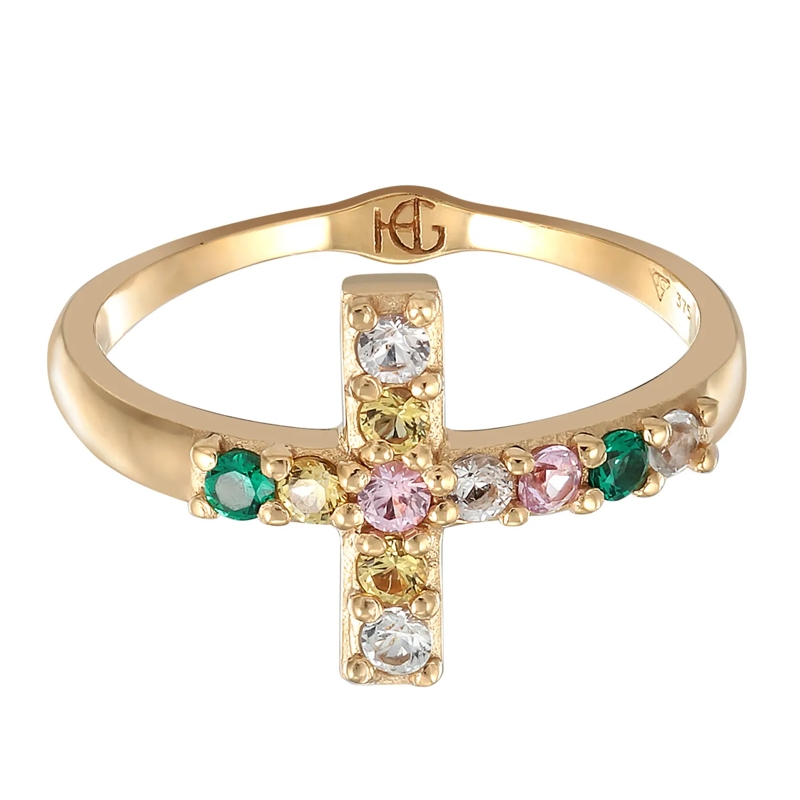 Haze & Glory Ring Ring Edelstein Kreuz - Vivid 375er Gelbgold gold(Image 2)