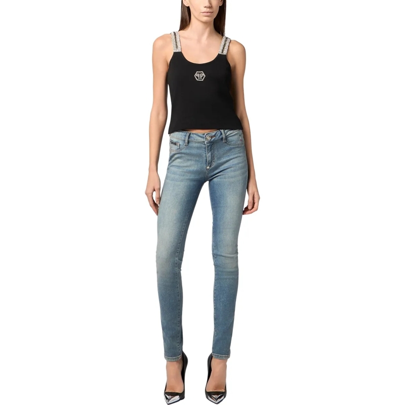 Philipp Plein Top Rib Tank Top Strass Hexagon schwarz(Image 4)