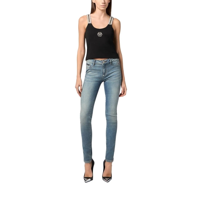 Philipp Plein Top Rib Tank Top Strass Hexagon schwarz(Image 3)