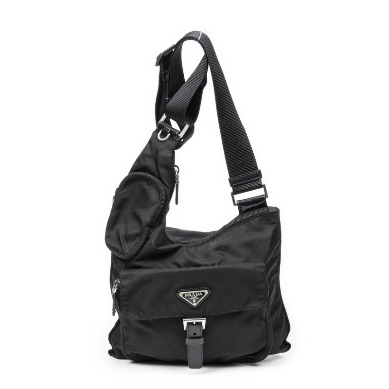 Prada Crossbody Bag Fron Pocket Saddle Bag schwarz