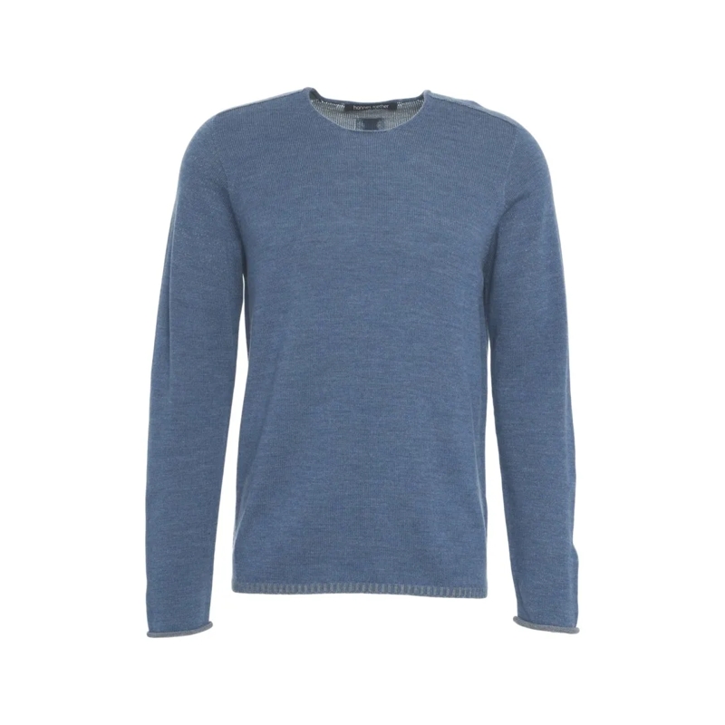 Hannes Roether Pullover Refined Wool Sweater With Ribbed Trim Blue