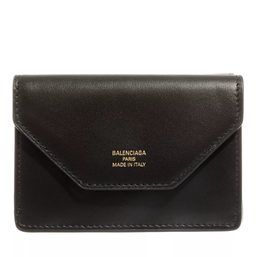 Balenciaga Street Style Plain Folding Small Wallet Black Tri-Fold Wallet