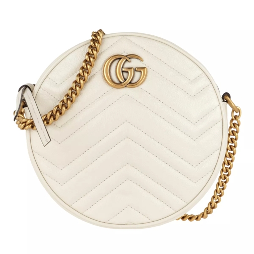 Gucci GG Marmont Mini Round Shoulder Bag Leather Mystique White  Canteen Bag