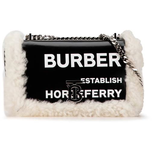Burberry Schultertasche Medium Shearling Trimmed Coated Canvas Lola Crossb schwarz