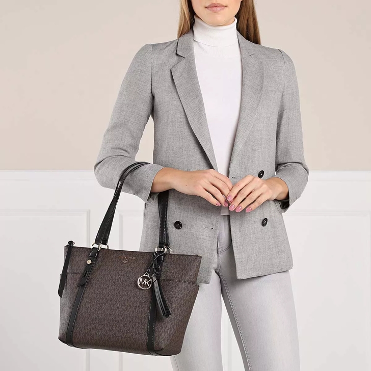 Michael Kors Md Tz Tote Brown Black Fourre tout