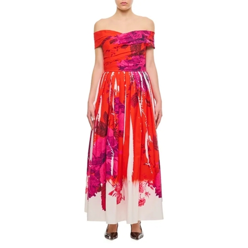 Erdem Off Shoulder Full Skirt Cocktail Dress Red Abiti midi