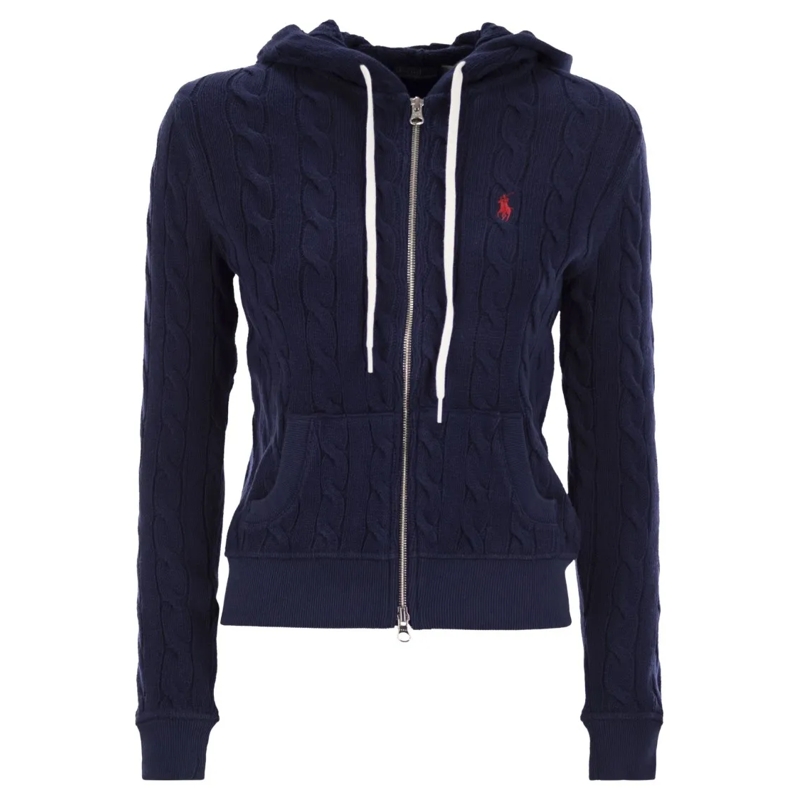 Polo Ralph Lauren  Plaited Cotton Zip Sweatshirt Black