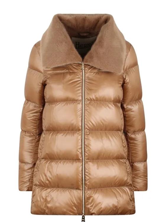 Herno - Eco-Fur Collar Down Jacket - Größe 42 - braun