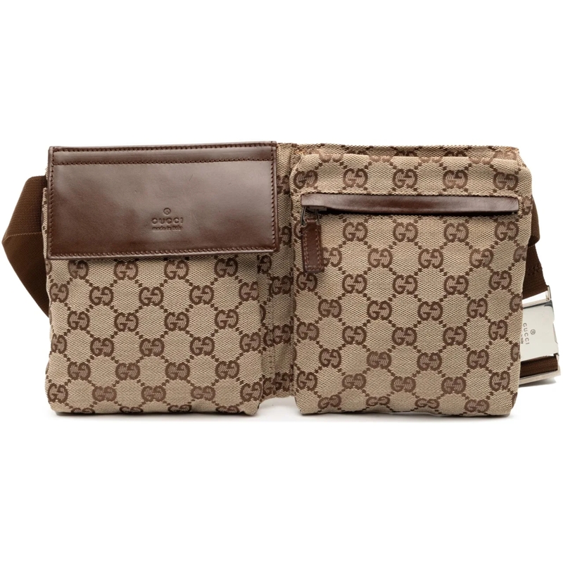 Gucci Gürteltasche GG Canvas Double Pocket Belt Bag braun