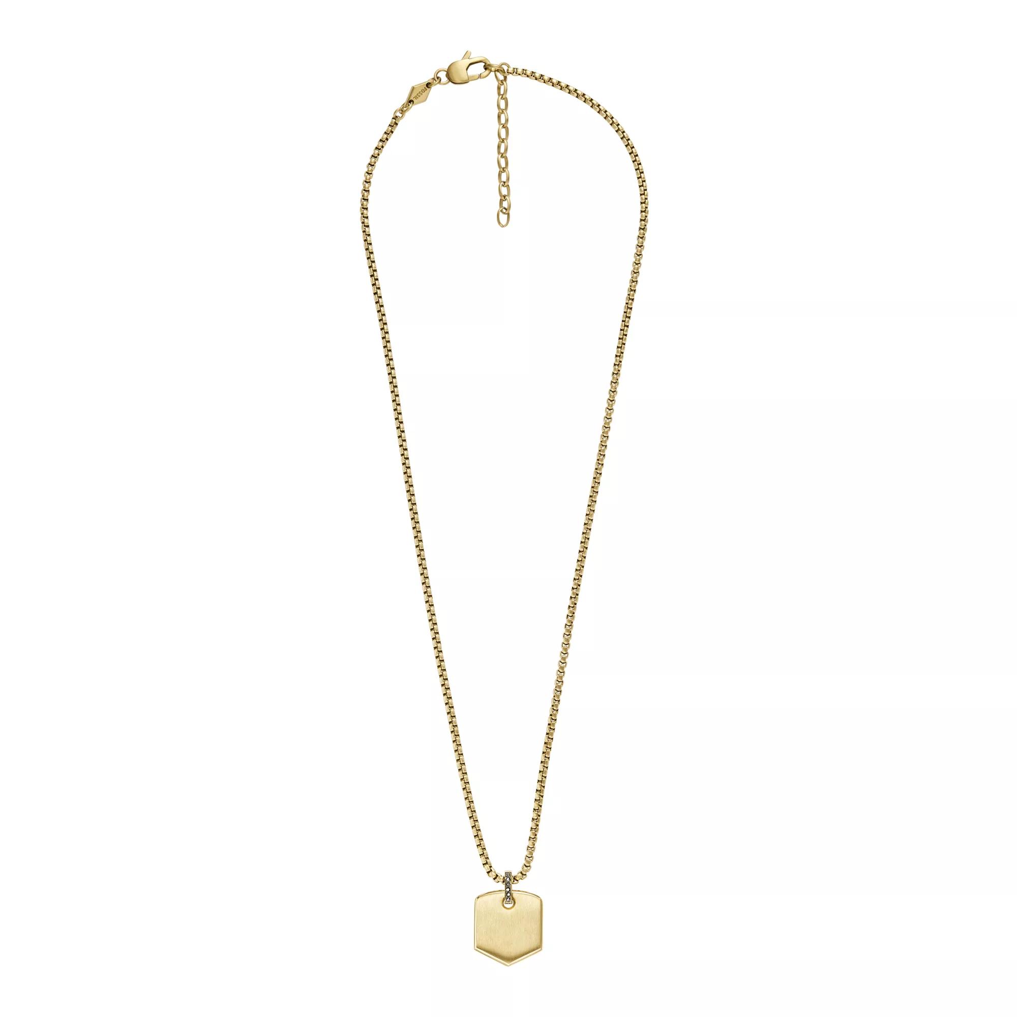 Fossil Heritage Crest Stainless Steel Chain Necklace Gold | Collier moyen