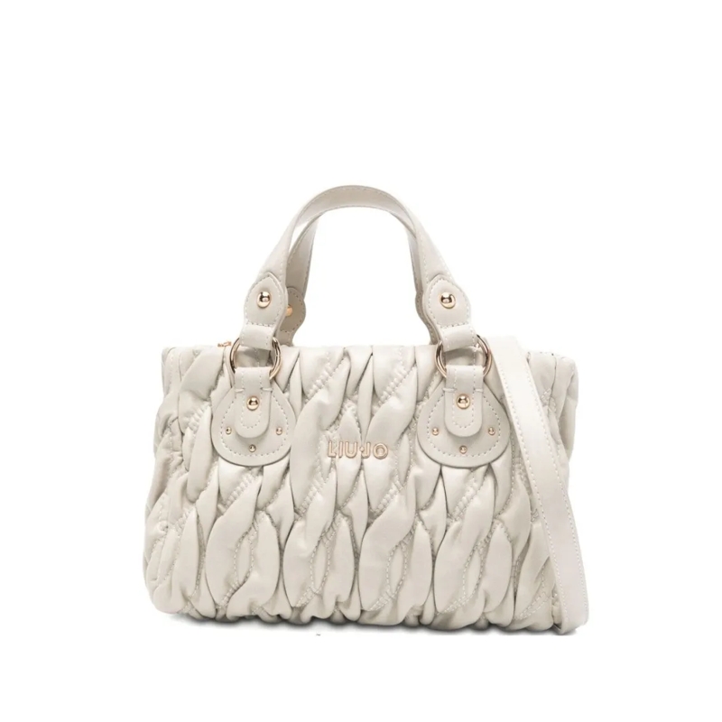 LIU JO Fourre-tout Quilted Gray Handbag With Gathered Design Neutrals