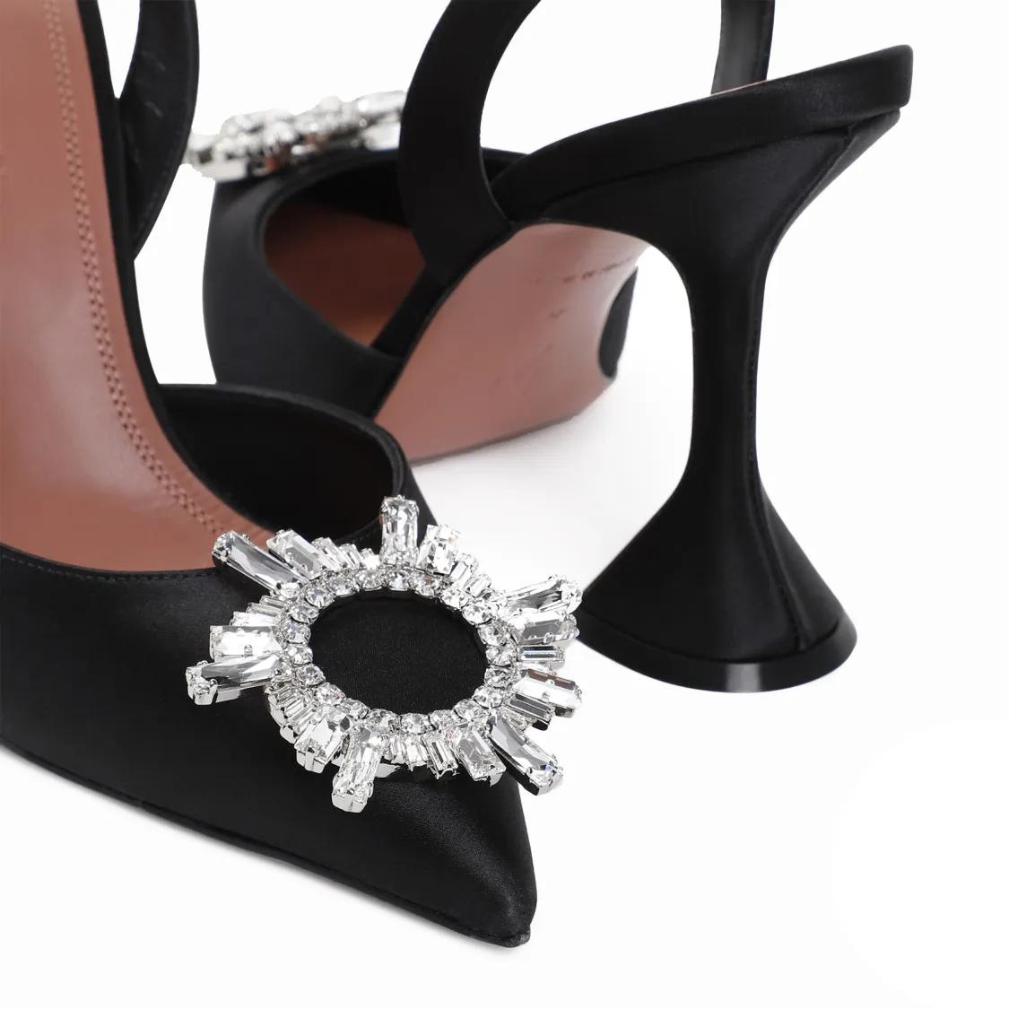 Thumbnail - Amina Muaddi Hohe Schuhe - Begum Sling Satin - Gr. 41 (EU) - in Schwarz - für Damen