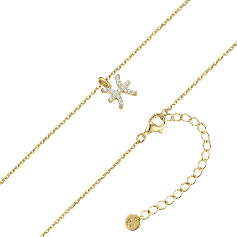 Glanzstücke München Mittellange Halskette Sterling Silber Halskette Zirkonia Sternzeichen Fi gold(Image 2)